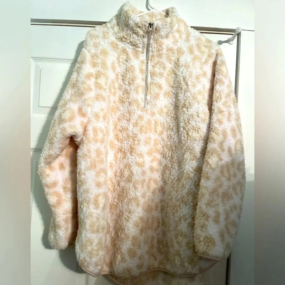 Sherpa pullover leopard pullover 1/4 zip new - Picture 1 of 4